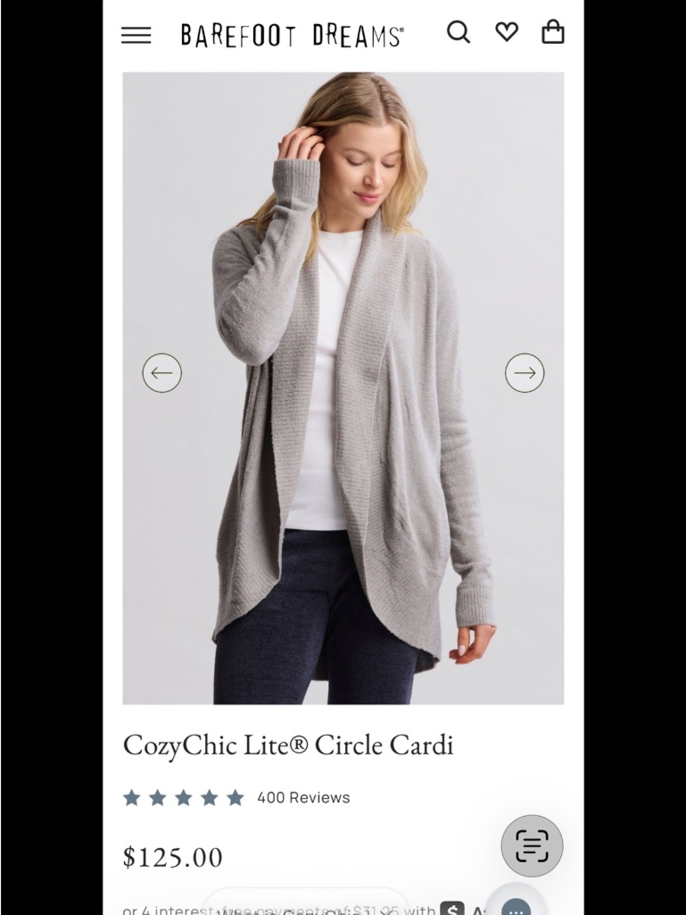 Barefoot Dreams Light Gray Open-Front CozyChic Lite Cardigan